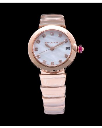 Bvlgari Lvcea 18ct pink-gold,stainless steel and diamond watch White