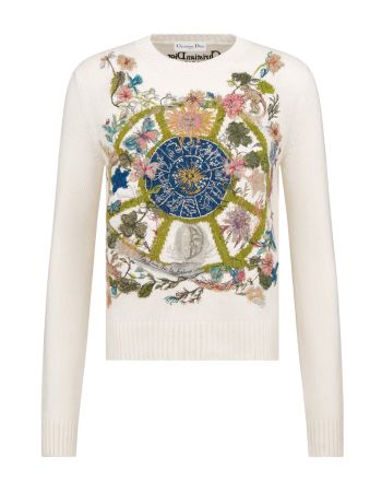 Christian Dior Women's Embroidered Sweater Cream