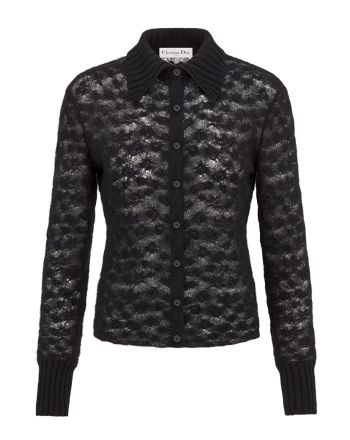 Christian Dior Women's Technical Mohair And Wool Openwork Knit Black