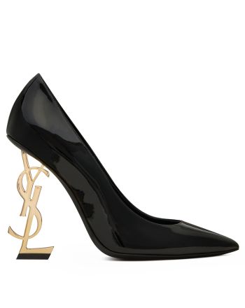 Saint Laurent Women's Opyum Pumps In Patent Leather With Gold-Tone Heel Black